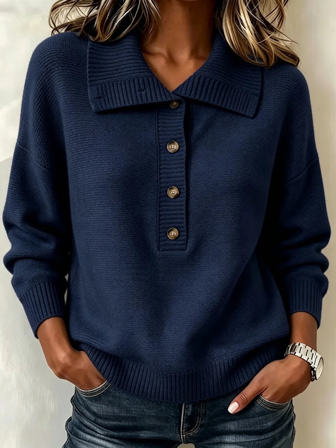 knit henley – Navy
