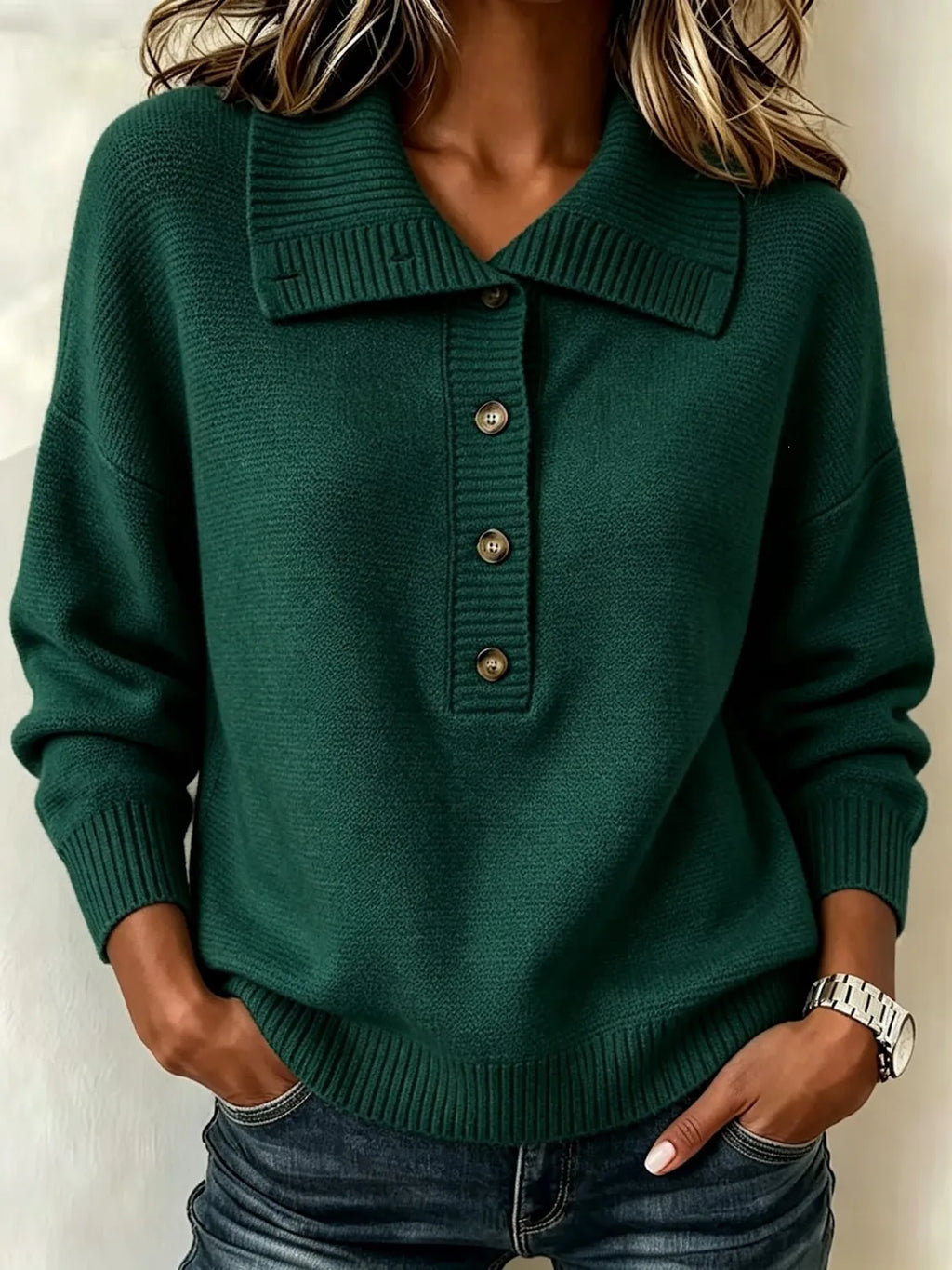 knit henley – Dark Green