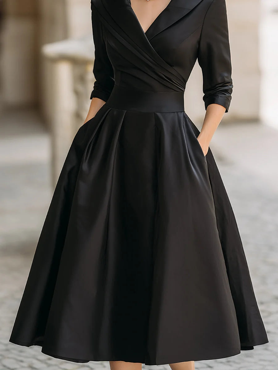 Liesel Cocktail Midi Dress for Women - Black