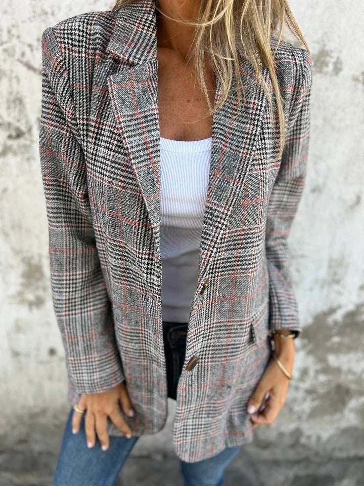 Louisa Plaid Blazer Structured Long Sleeve