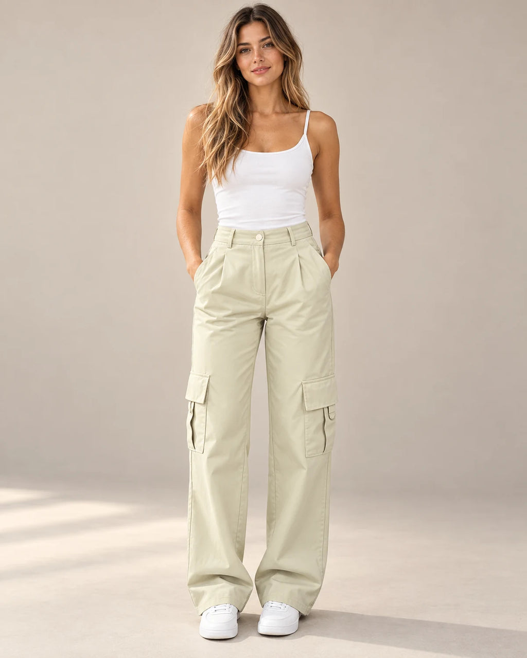 cargo pants women – Cream