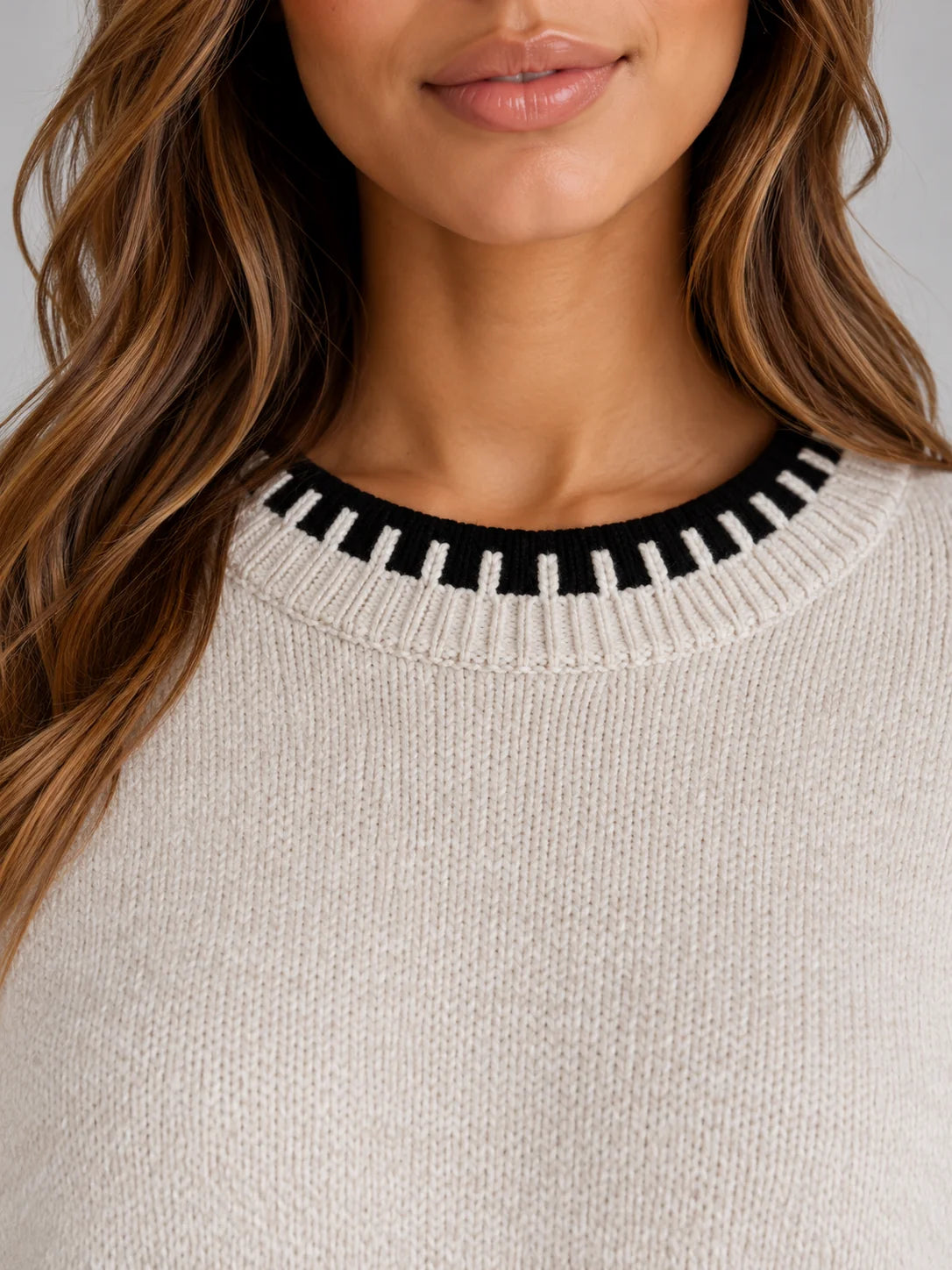 Pant Set – Beige Knit Jumper and Wide-Leg Trousers
