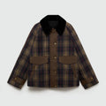 Plaid Jacket with Faux Fur Collar