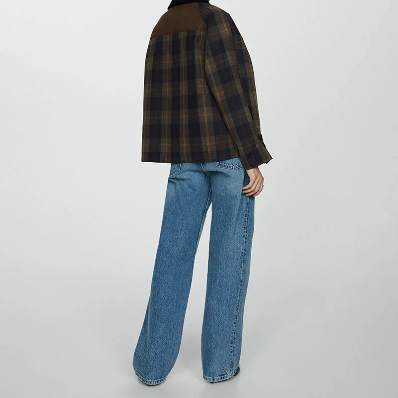 Plaid Jacket with Faux Fur Collar