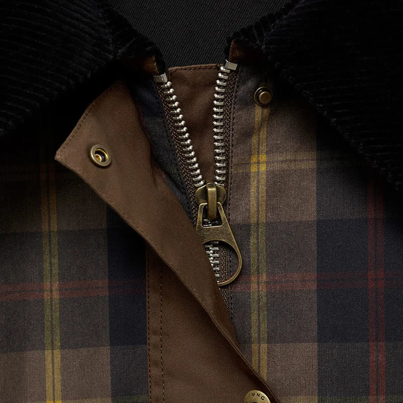 Plaid Jacket with Faux Fur Collar