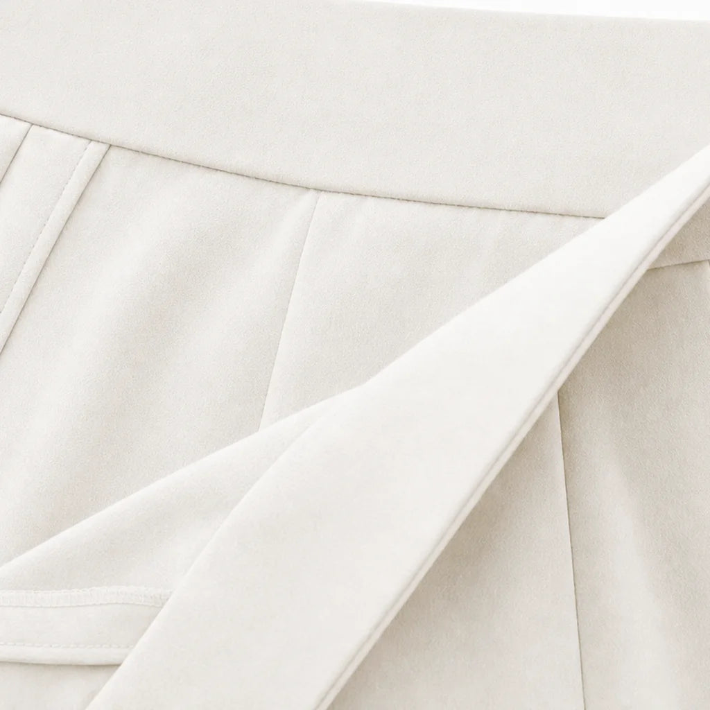 Pleated Wide-Leg Pants – White High-Rise Flowing Trousers