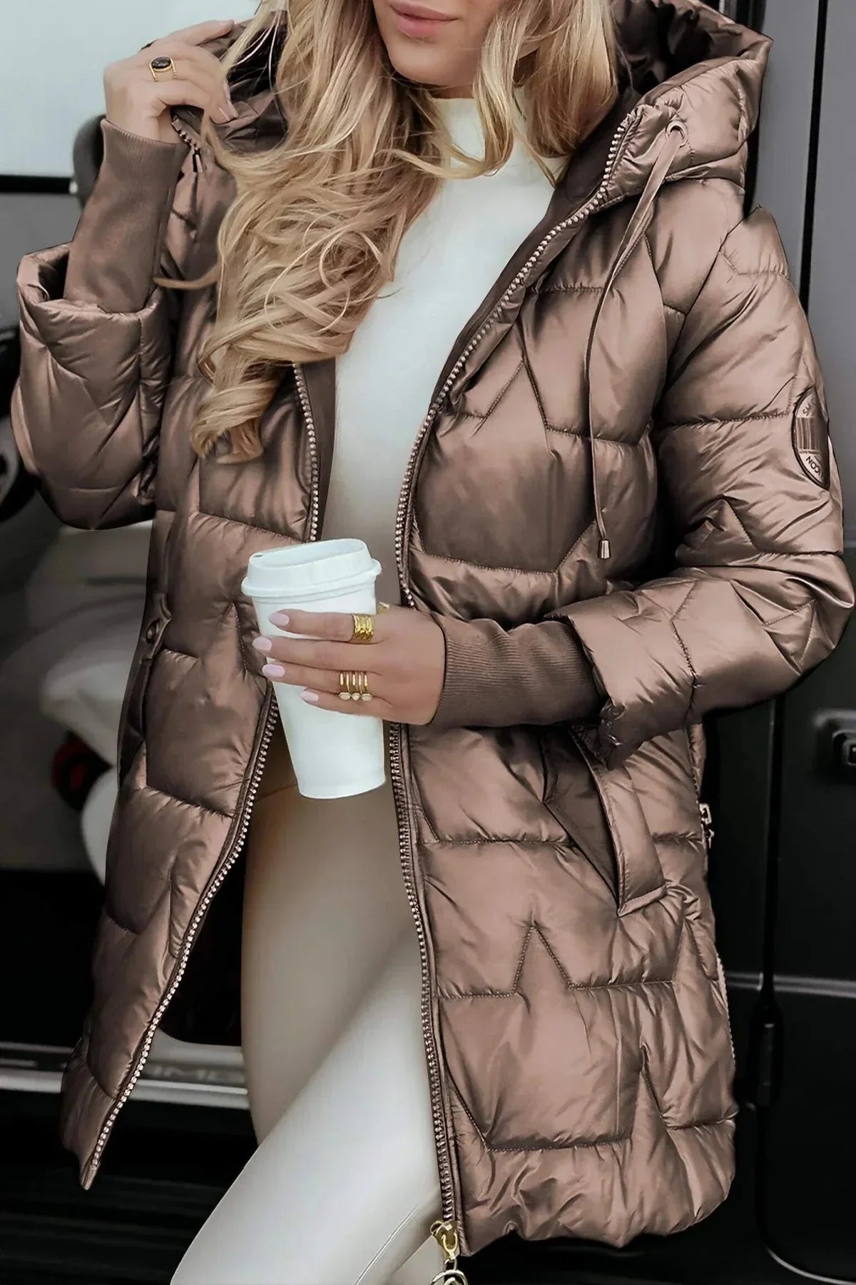 Quilted Hooded Winter Coat for Women