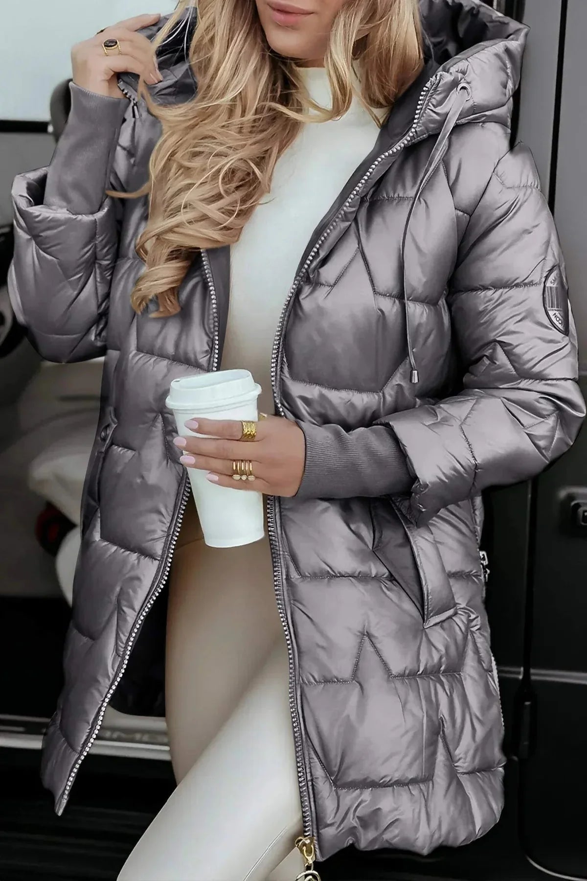 Quilted Hooded Winter Coat for Women