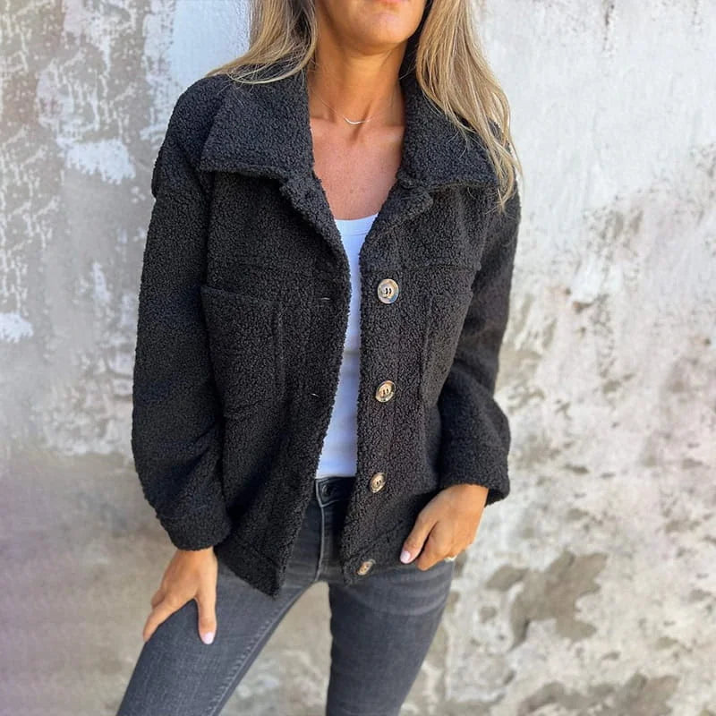 Sherpa Jacket Women – Sage Green Button-Front Teddy Jacket