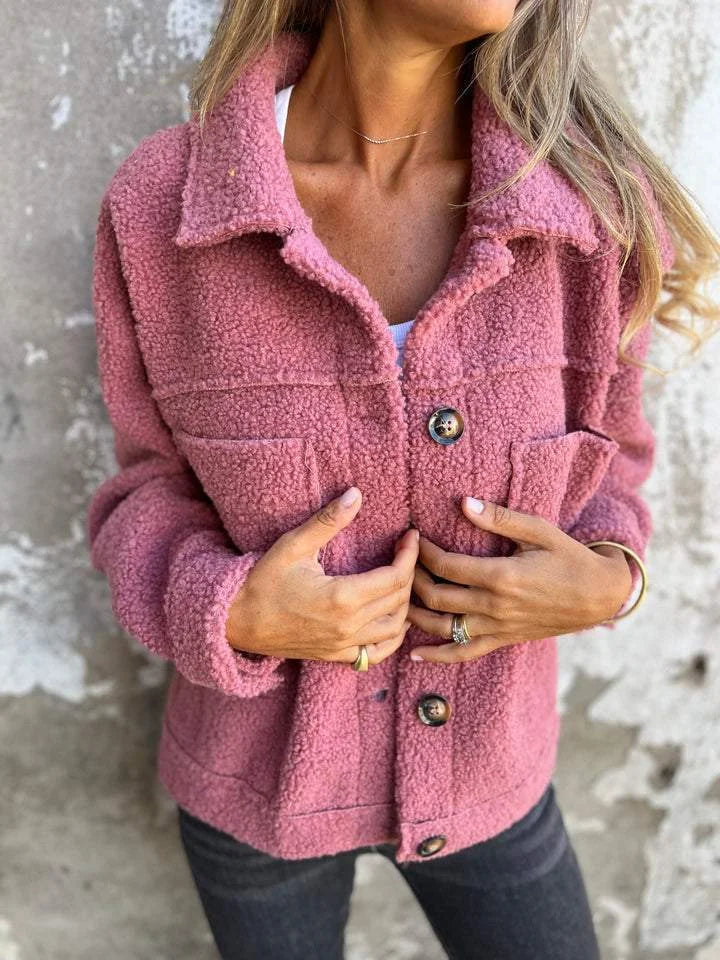 Sherpa Jacket Women – Sage Green Button-Front Teddy Jacket