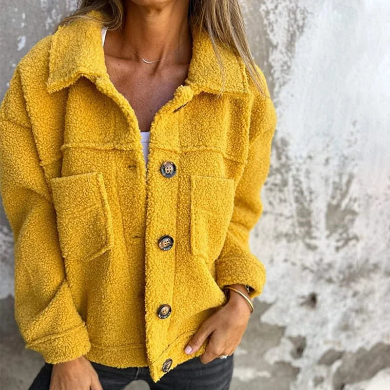 Sherpa Jacket Women – Sage Green Button-Front Teddy Jacket