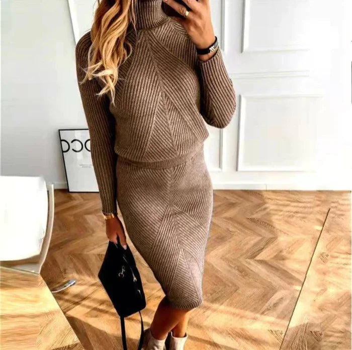Sweater Dress Women – Beige Knit Midi Sweater Dress