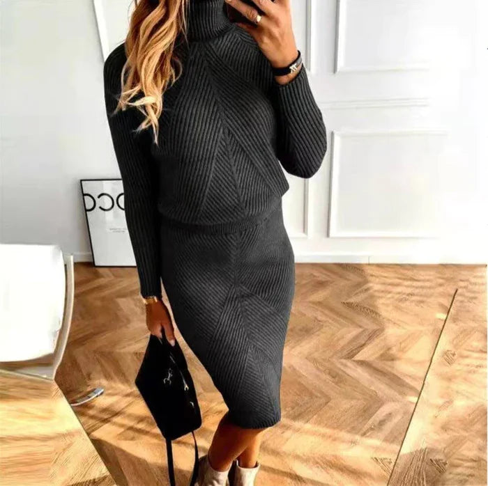 Sweater Dress Women – Beige Knit Midi Sweater Dress