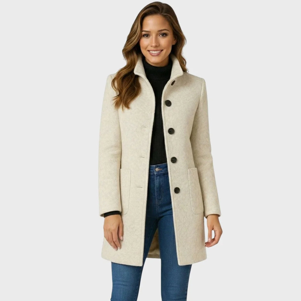 Tailored Button Front Coat for Women
