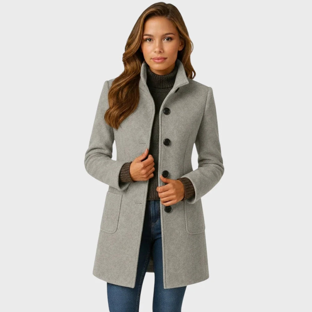 Tailored Button Front Coat for Women
