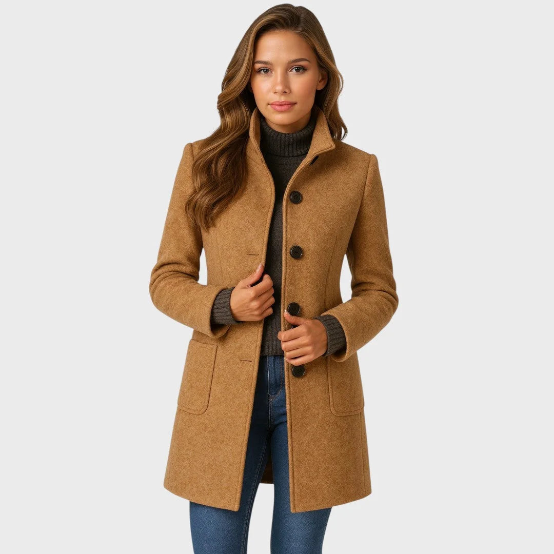 Tailored Button Front Coat for Women