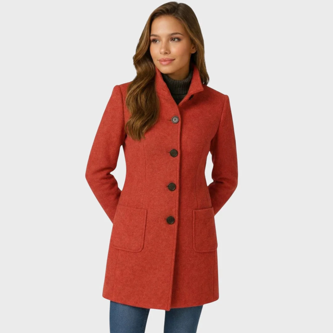 Tailored Button Front Coat for Women