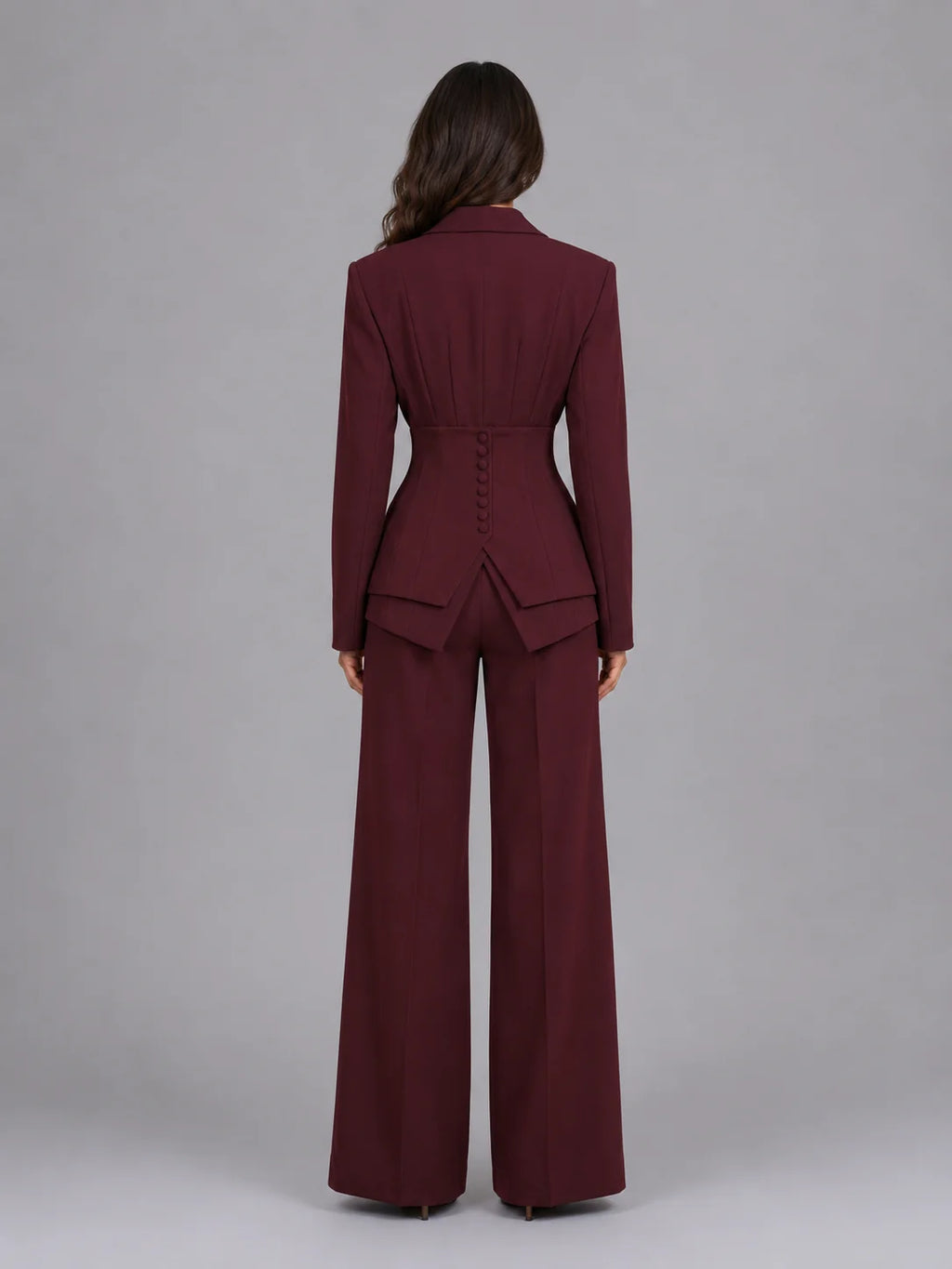 Tailored Pant Suit with Cinched Waist Blazer