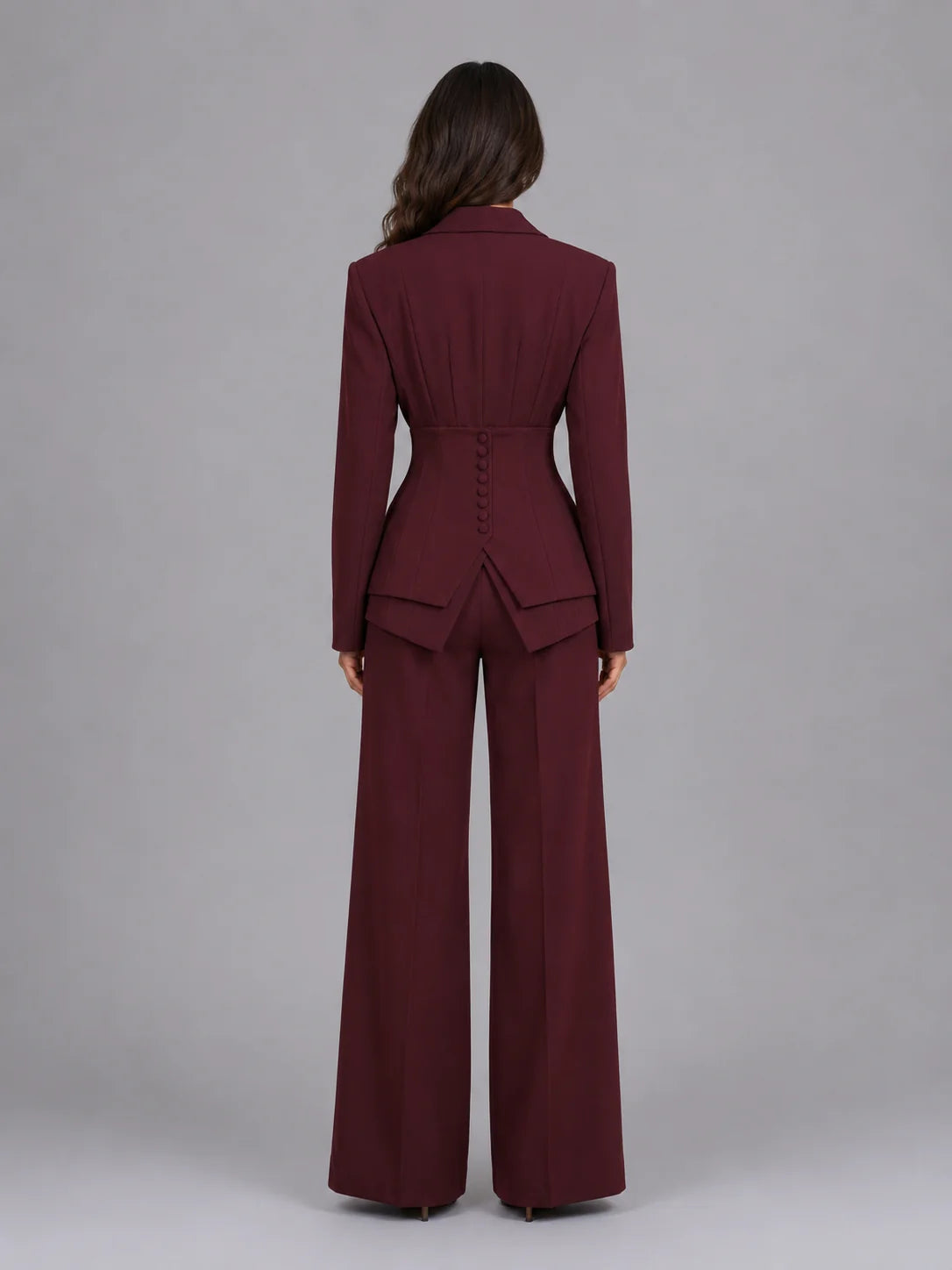 Tailored Pant Suit with Cinched Waist Blazer
