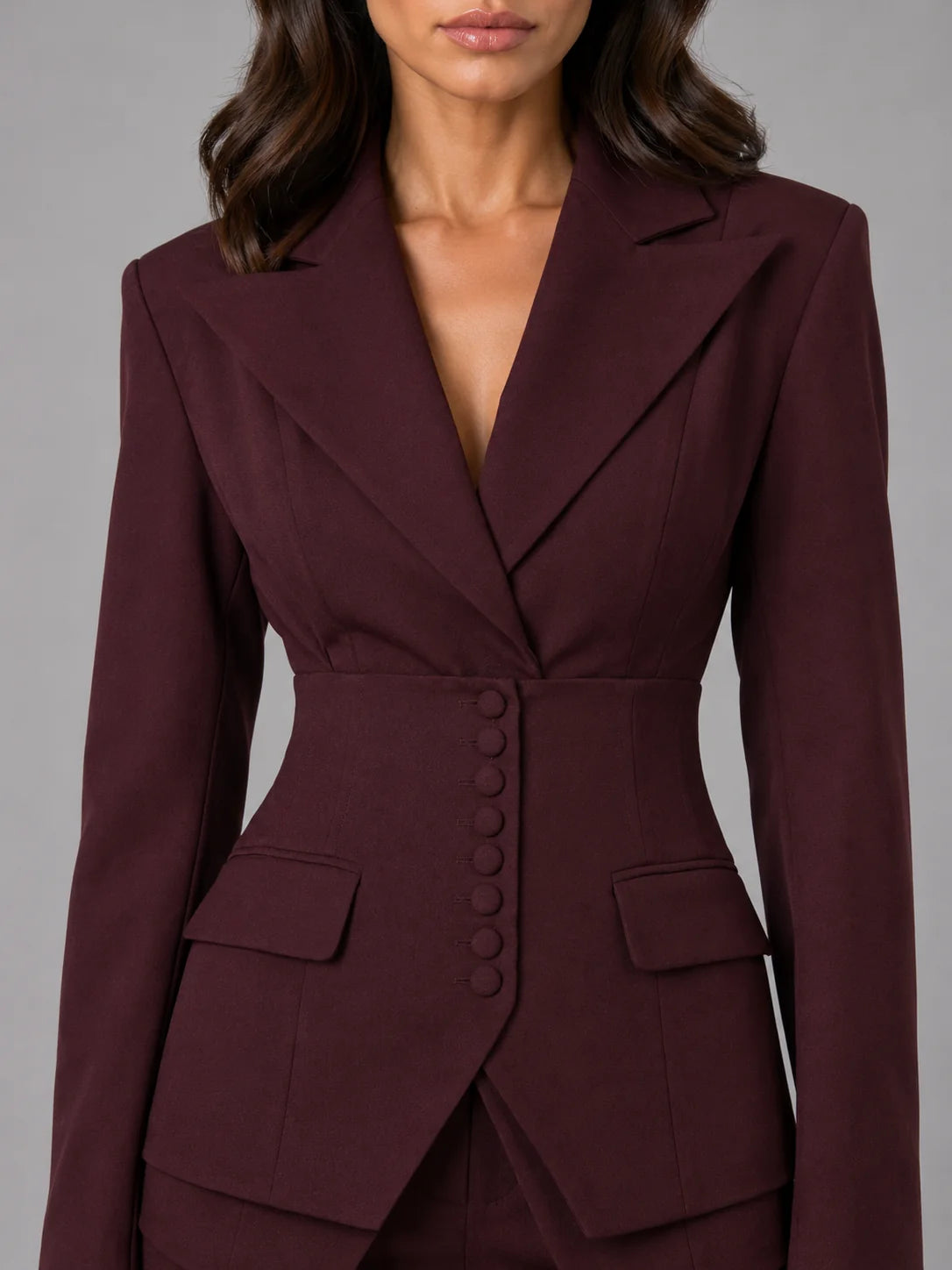 Tailored Pant Suit with Cinched Waist Blazer