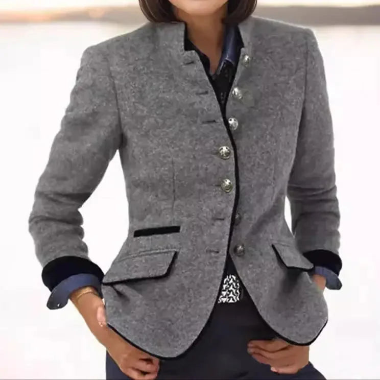 Wool Blazer with Contrast Trim