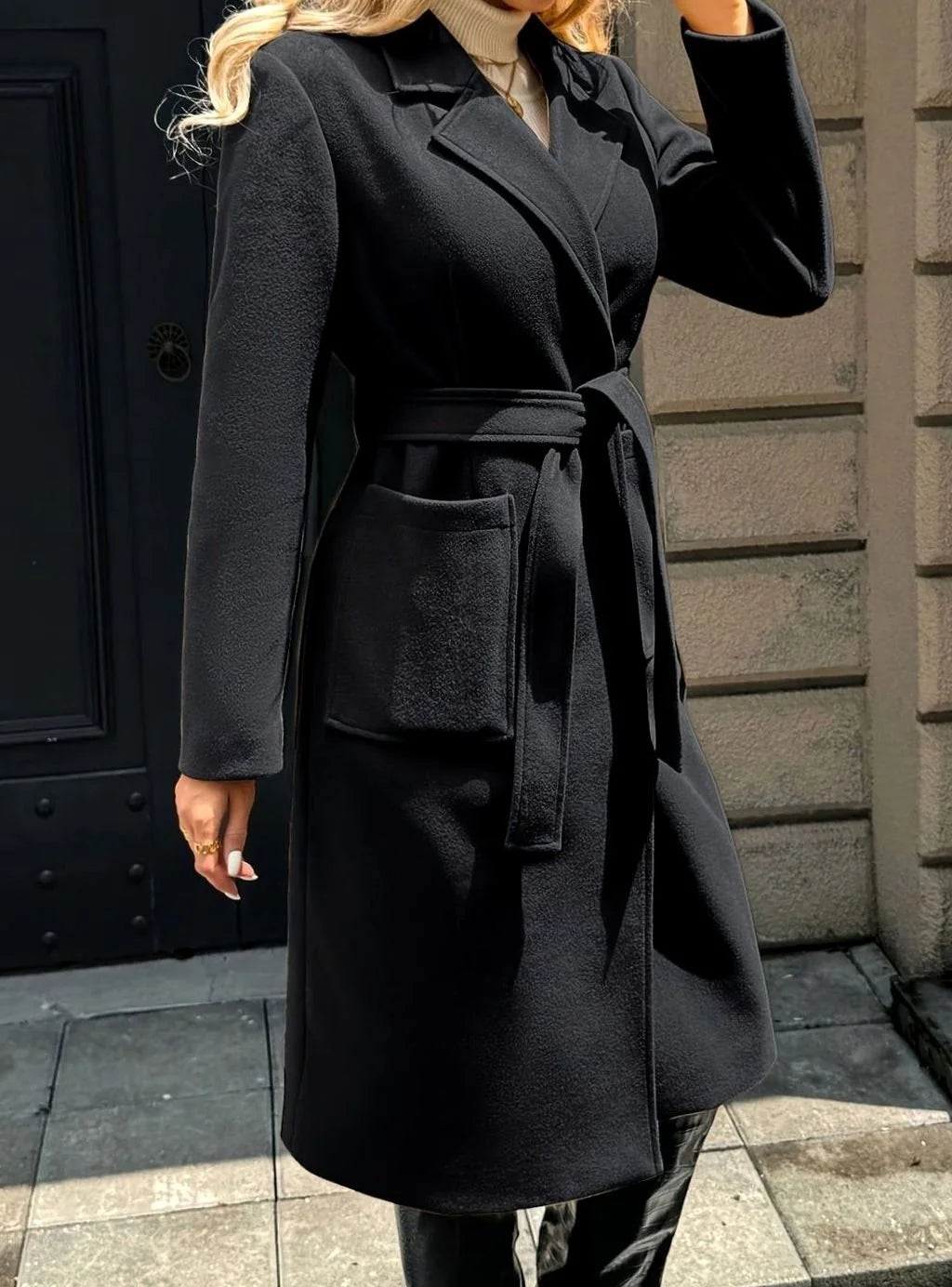 wool trench coat – Black