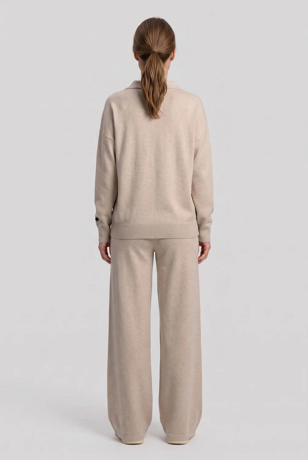 Knit Lounge Set with Polo Collar Top — source product view