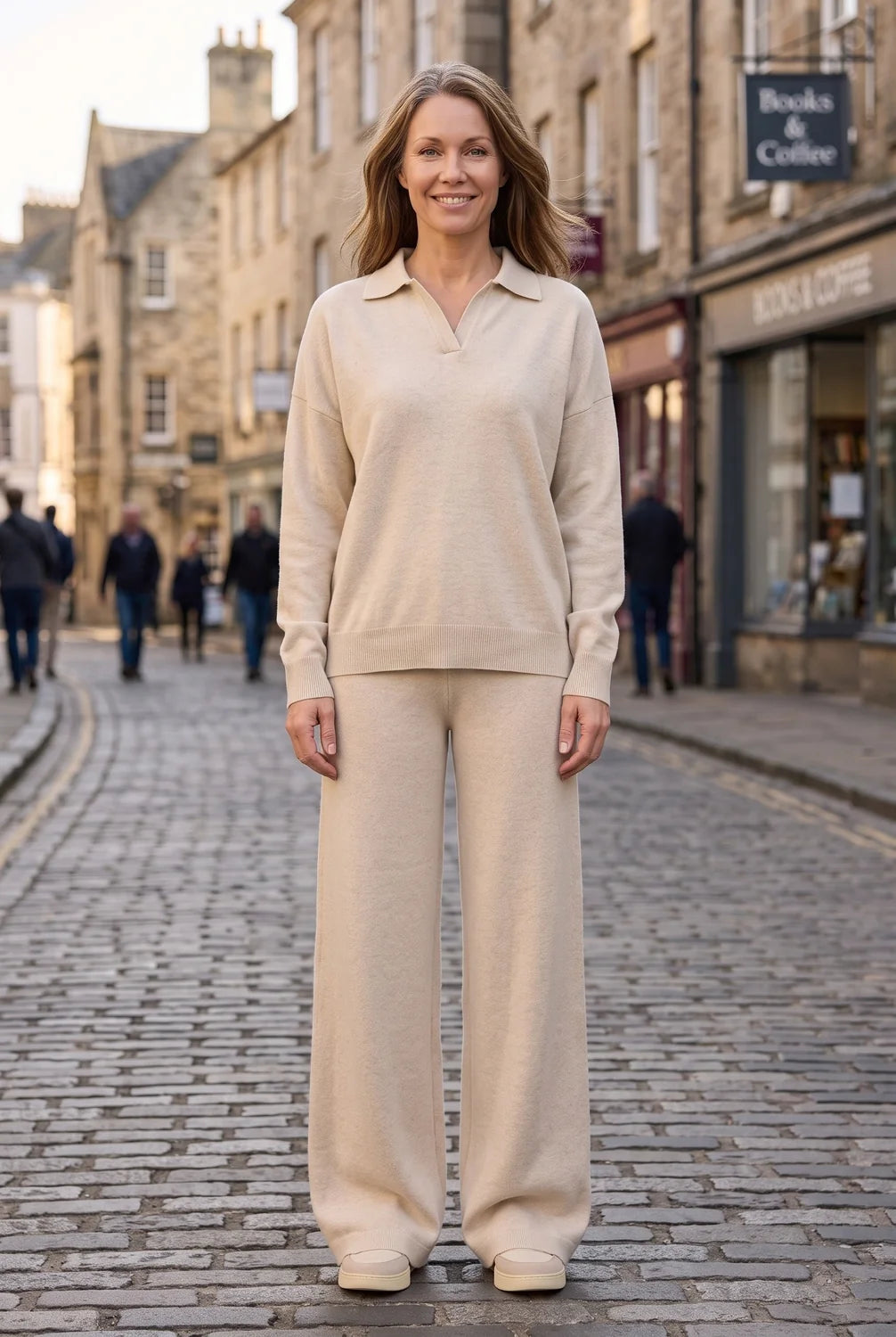 Knit Lounge Set with Polo Collar Top — source product view