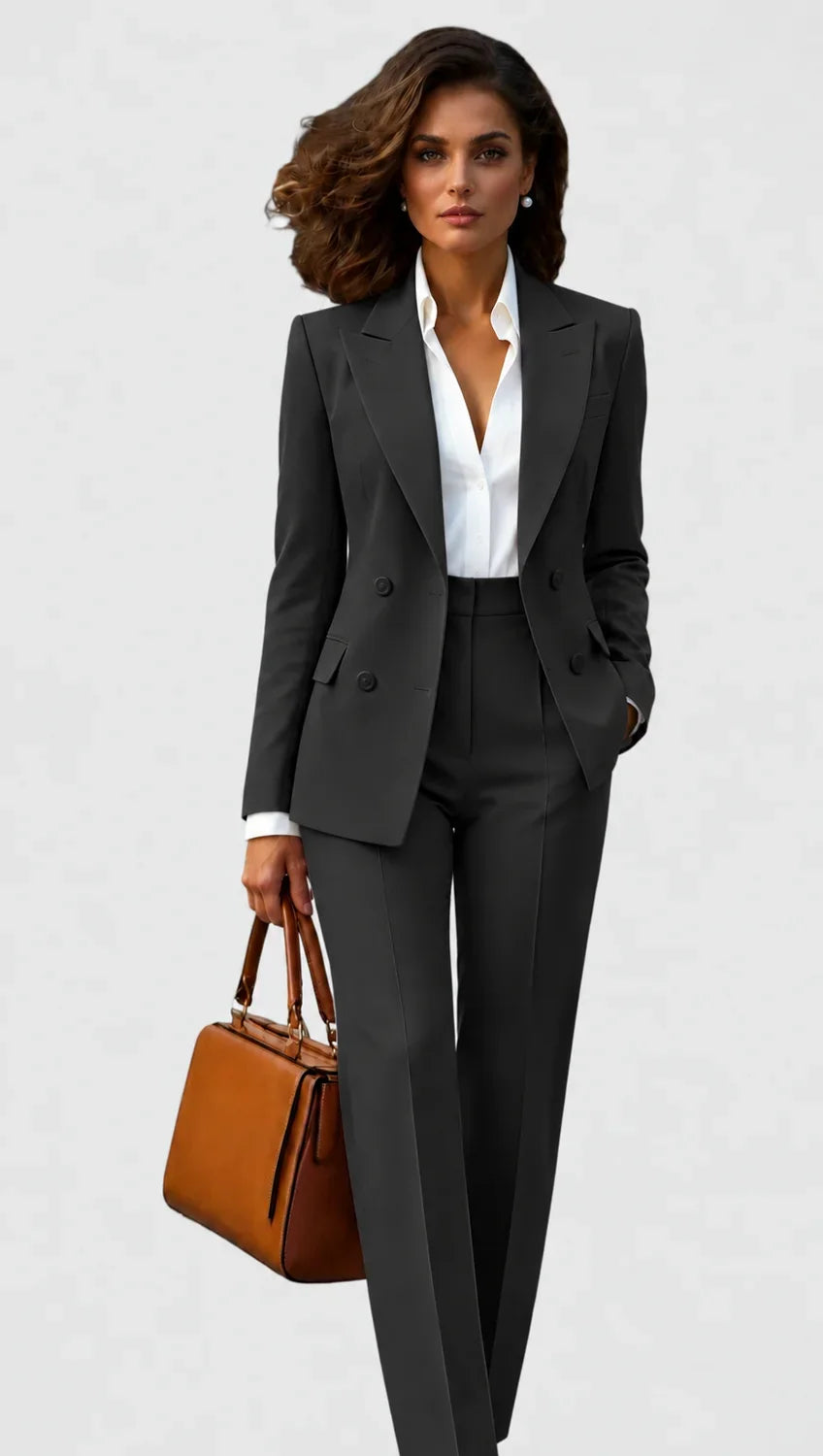 Pants Set - Single Button Blazer and Straight Leg Trousers - Product view 2