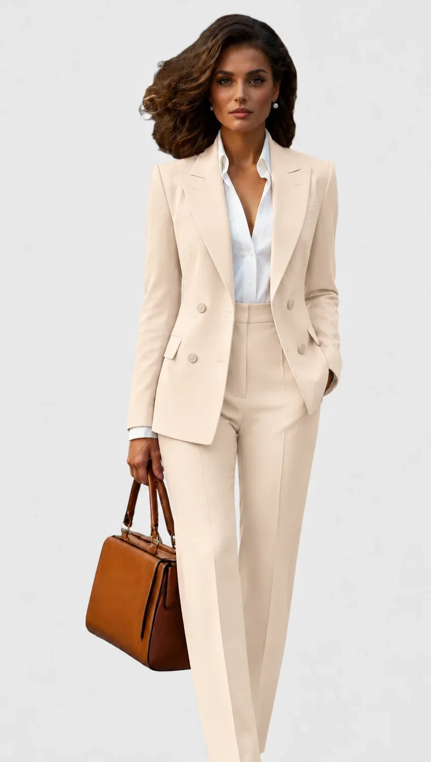 Pants Set - Single Button Blazer and Straight Leg Trousers - Product view 3