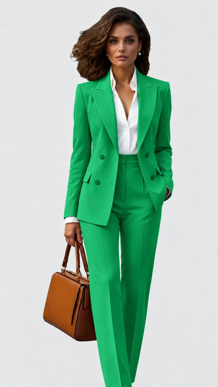 Pants Set - Single Button Blazer and Straight Leg Trousers - Product view 4