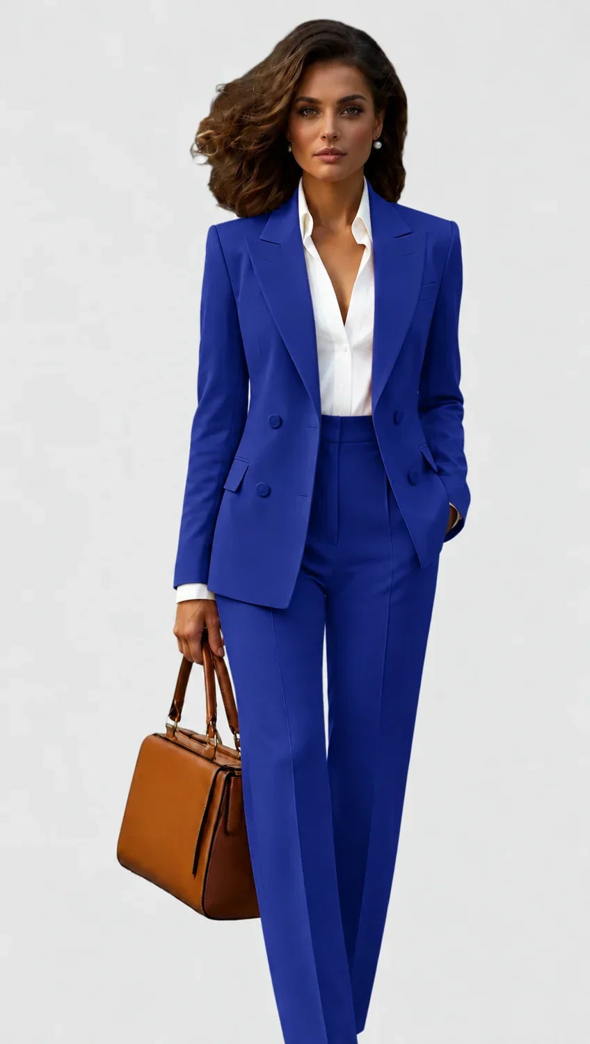 Pants Set - Single Button Blazer and Straight Leg Trousers - Product view 5