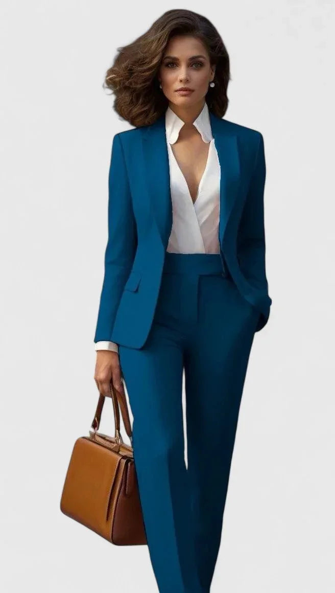 Pants Set - Single Button Blazer and Straight Leg Trousers - Product view 6