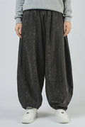 Wide Leg Pants with Gathered Hems — Dark Grey