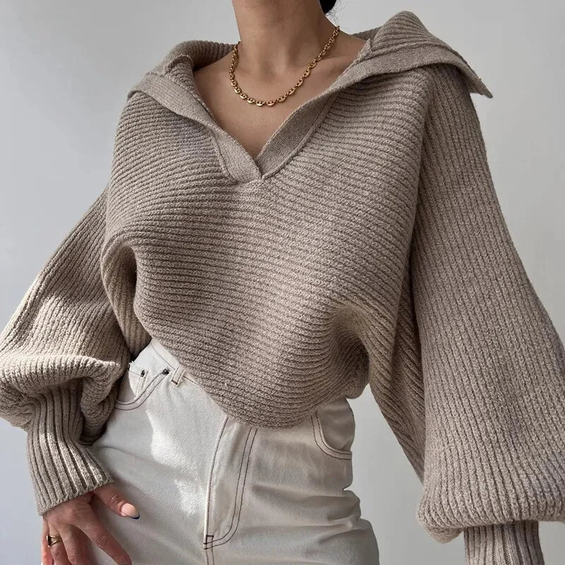 Chunky Knit Sweater with Zip Collar — source product view