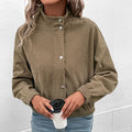 Bomber Jacket with Snap Front — Khaki Brown
