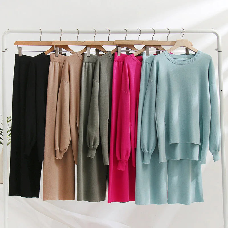 Knit Lounge Set with Longline Crew Neck Top — source product view