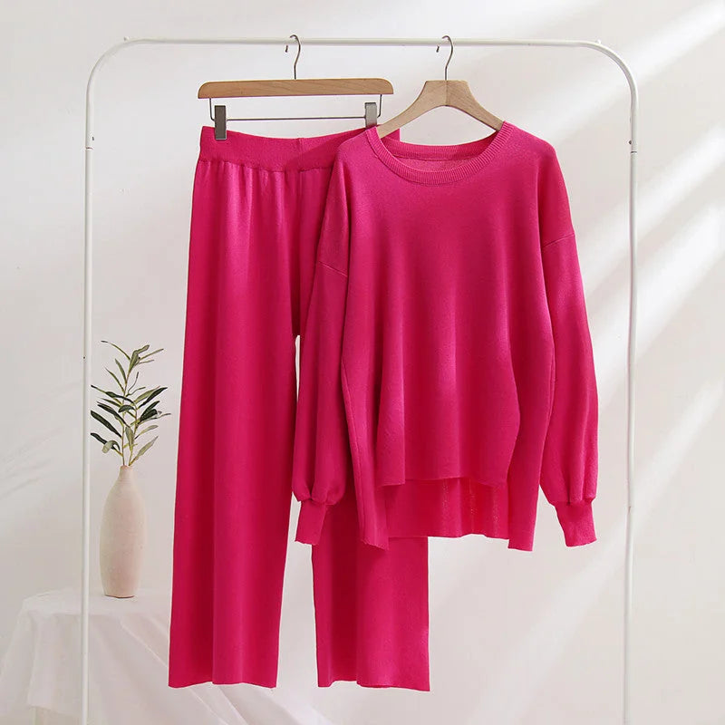 Knit Lounge Set with Longline Crew Neck Top — source product view