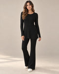 ribbed pants set – Black