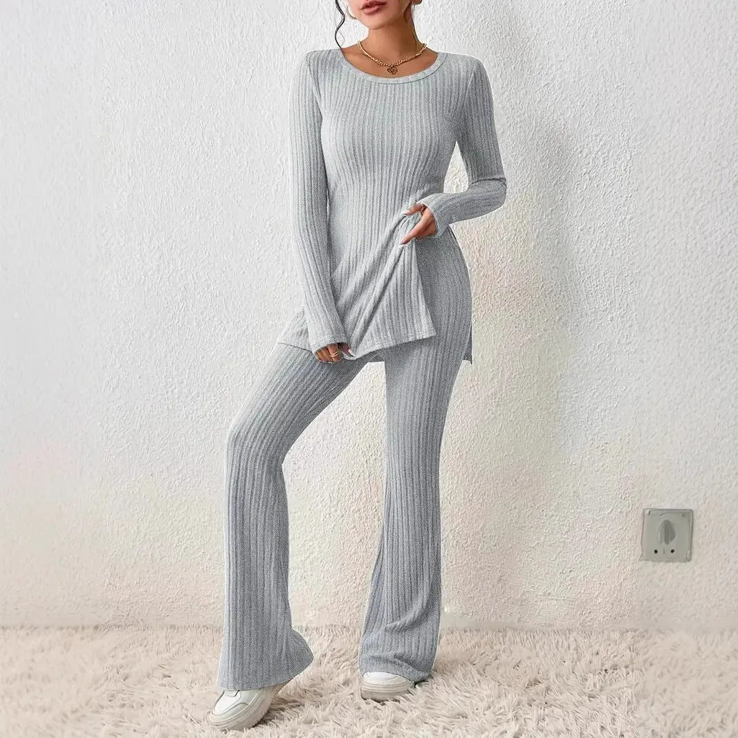 ribbed pants set – Black