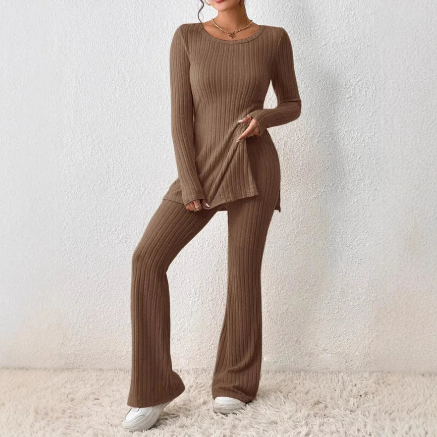 ribbed pants set – Black