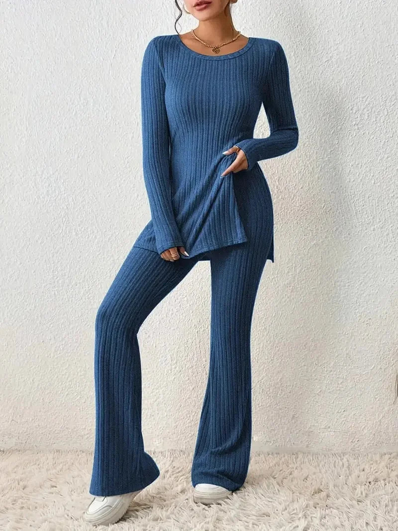 ribbed pants set – Sky Blue