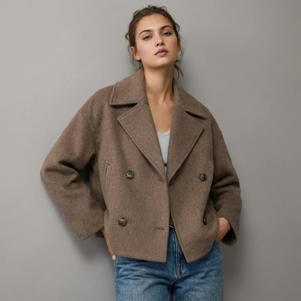 womens pea coat – Brown