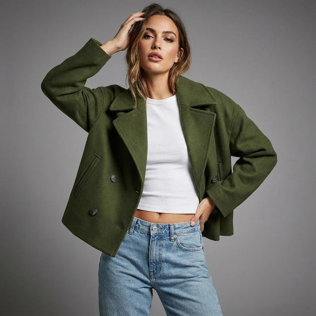 womens pea coat – Green