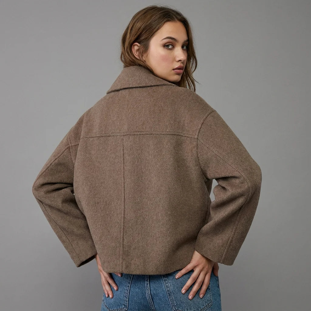 womens pea coat – Brown