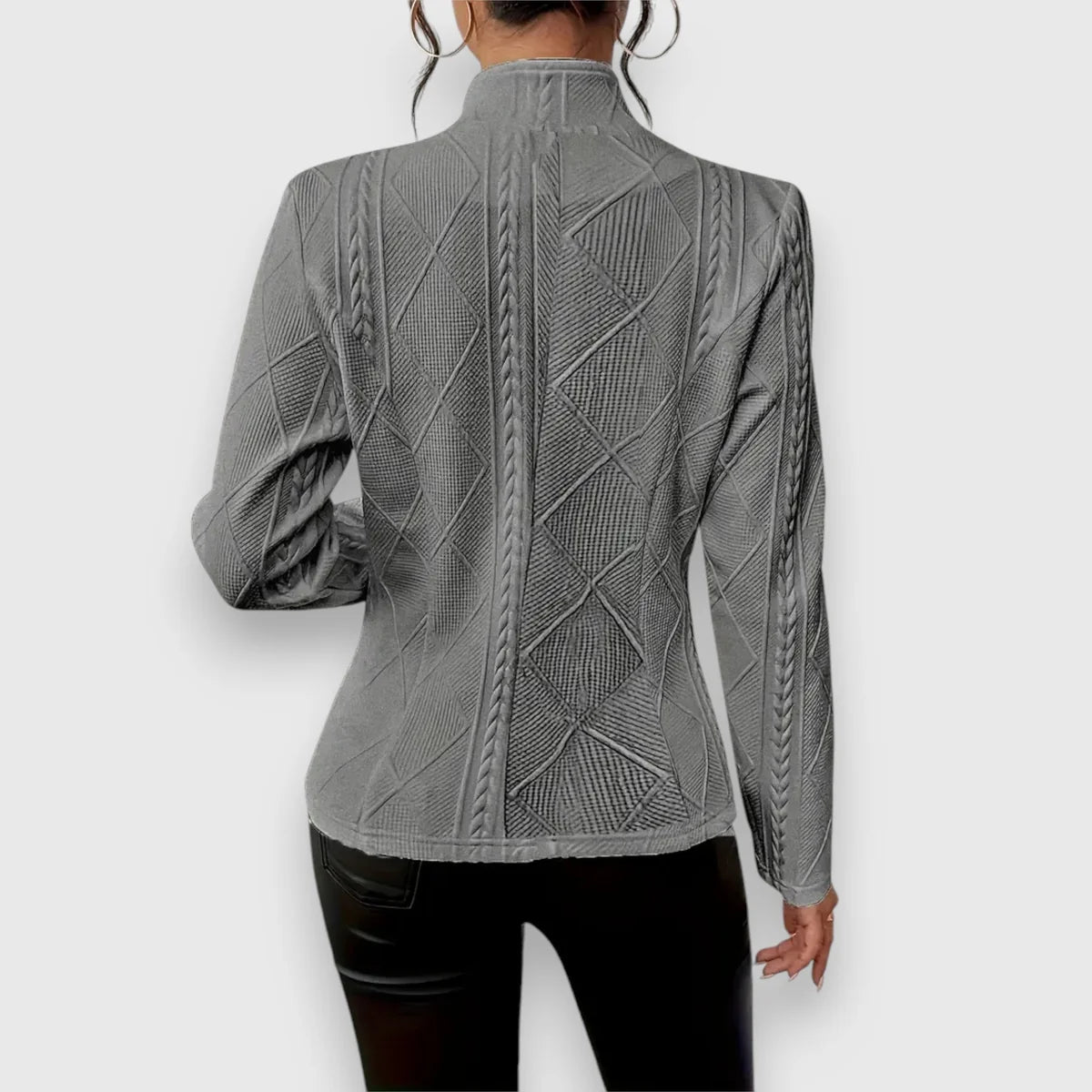 Cable Knit Sweater – Beige Fitted Button Front Knit Jumper