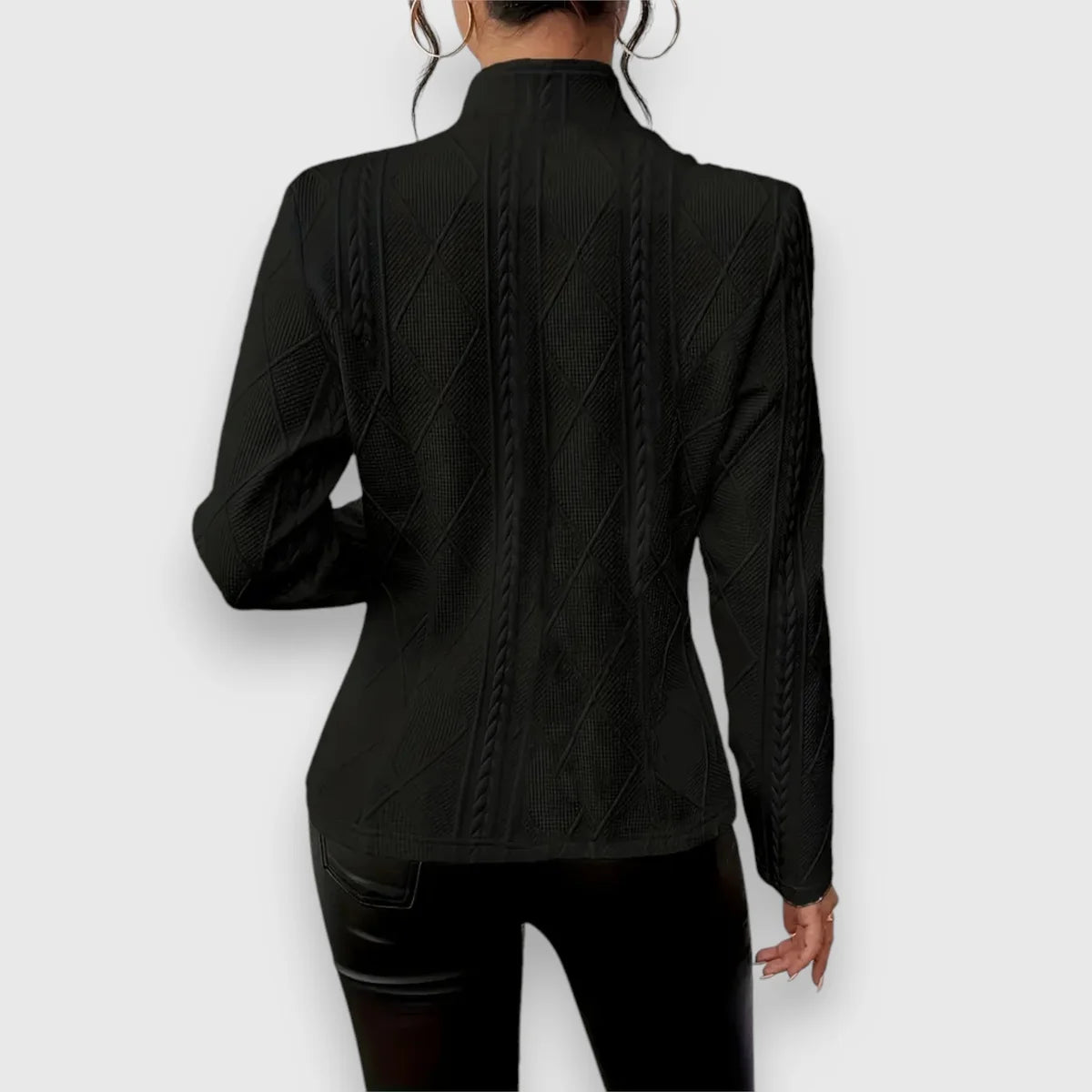 Cable Knit Sweater – Beige Fitted Button Front Knit Jumper