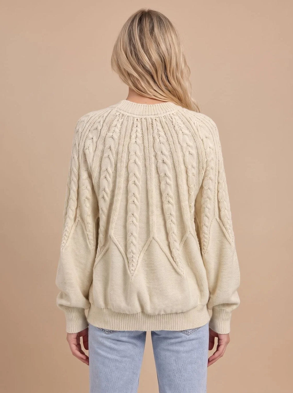 Cable Knit Sweater – Black Crew Neck Classic