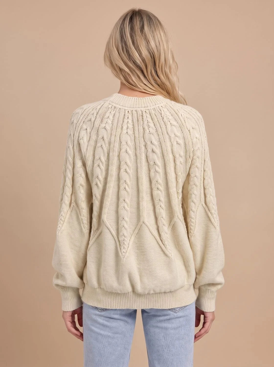 Cable Knit Sweater – Black Crew Neck Classic