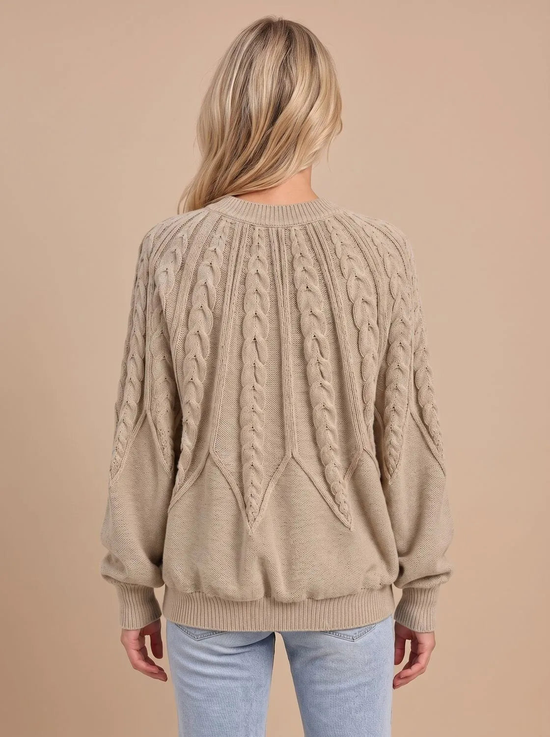 Cable Knit Sweater – Black Crew Neck Classic
